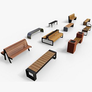 Urban Bench Collection  PBR 3D