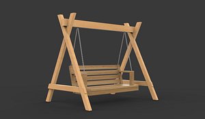 3D Wooden swing 06 3D model