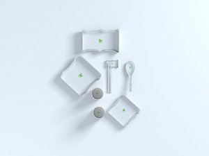 bamboo shape tableware set 3D model