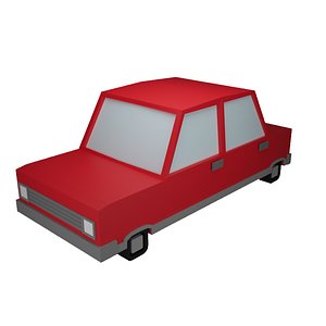 Cartoony low poly car 3D model