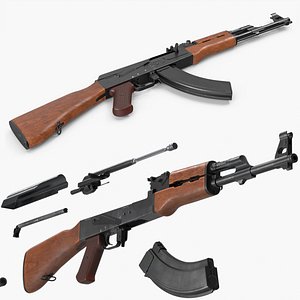 Assembling an AK 47 Rigged Animated 3D model