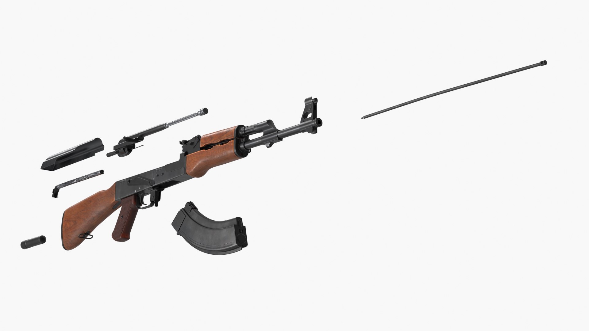 Assembling an AK 47 Rigged Animated 3D model preview