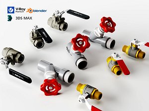 3D model Industrial Plumbing Pipe Valves Asset Pack