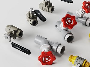 3D model Industrial Plumbing Pipe Valves Asset Pack