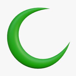 3D Green Crescent Moon