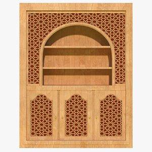 Ornate wooden cabinet inspired by Islamic decoration 3D