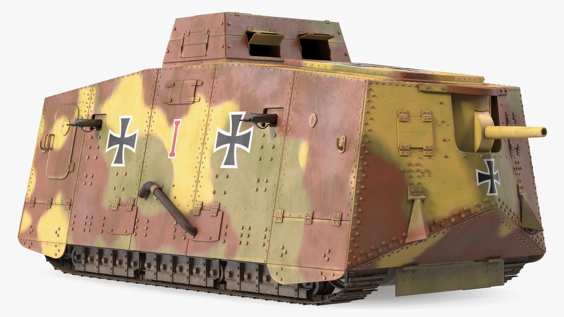 German Armored Car A7V Camo 3D model preview