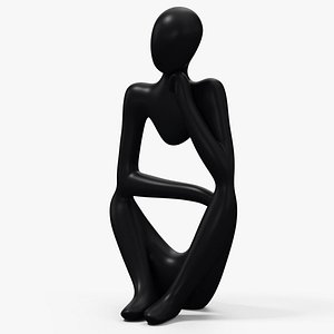 3D Artistic Human Sculpture Black model