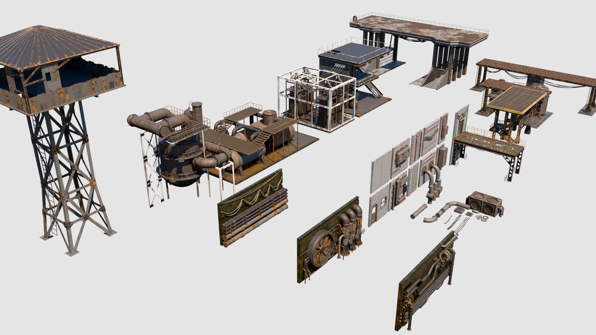 3D model Cyberpunk Industrial Modular Kitbash Set - Post-Apocalyptic Factory https://p.turbosquid.com/ts-thumb/OQ/pMu3TK/JA/cyberpunk03/jpg/1781705430/1920x1080/fit_q87/db81e9e559fcce42eb0d1bf61800f5decaec24f4/cyberpunk03.jpg