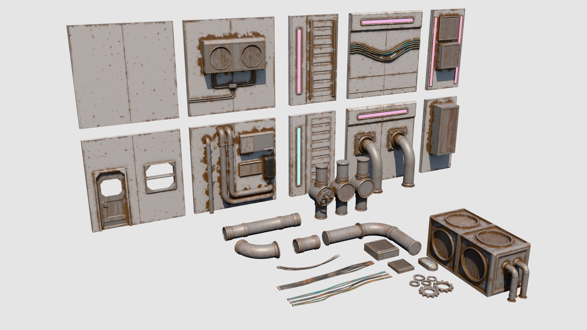 3D model Cyberpunk Industrial Modular Kitbash Set - Post-Apocalyptic Factory https://p.turbosquid.com/ts-thumb/OQ/pMu3TK/Nm/cyberpunk04/jpg/1781705407/1920x1080/fit_q87/72eb258f9128beb1790306469dac79157893a0a1/cyberpunk04.jpg