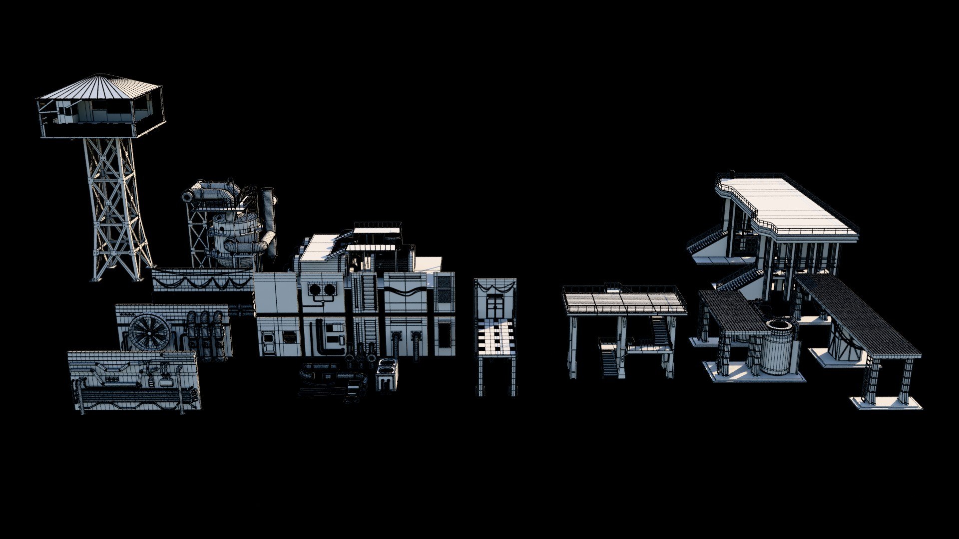 3D model Cyberpunk Industrial Modular Kitbash Set - Post-Apocalyptic Factory https://p.turbosquid.com/ts-thumb/OQ/pMu3TK/ar/cyberpunk23/jpg/1781705501/1920x1080/fit_q87/d7594edc66475e0968d4c04d276e6dacaa24cda6/cyberpunk23.jpg