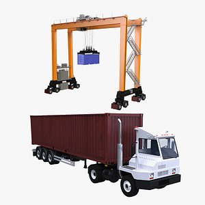 Terminal Crane and Tractor model