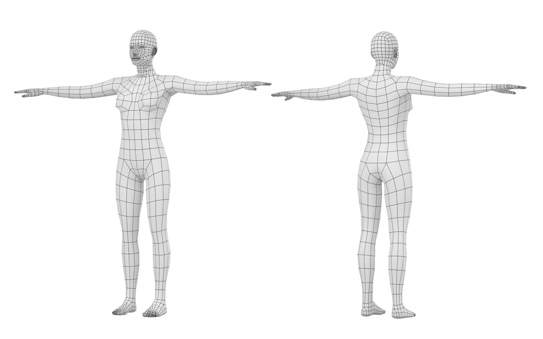 3D Natural Female In 3 Modeling Poses Base Mesh Model - TurboSquid 2210302