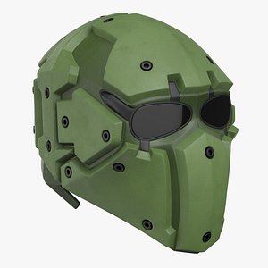 3D model kevlar tactical mask olive