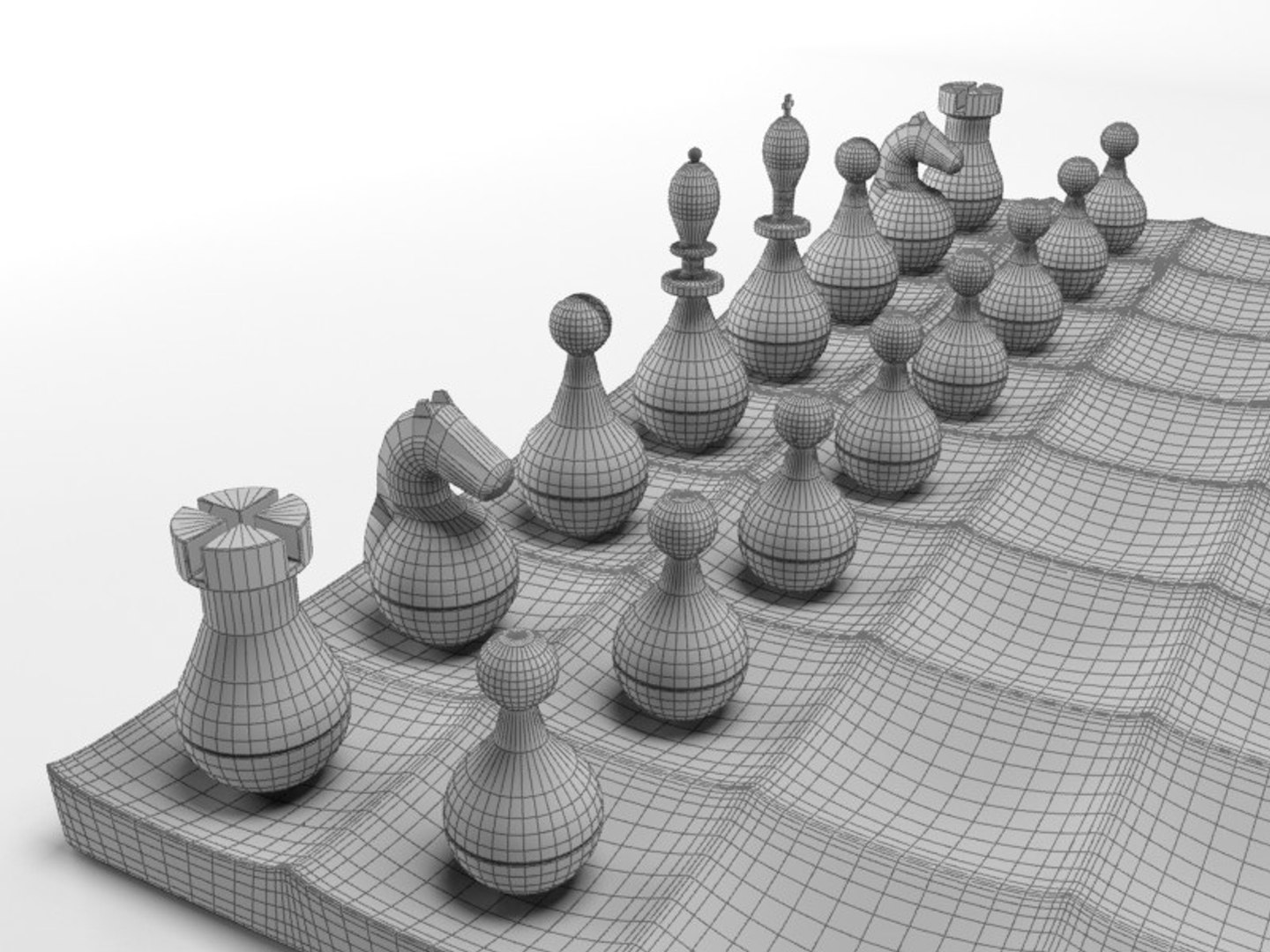 3d max rounded special chess set