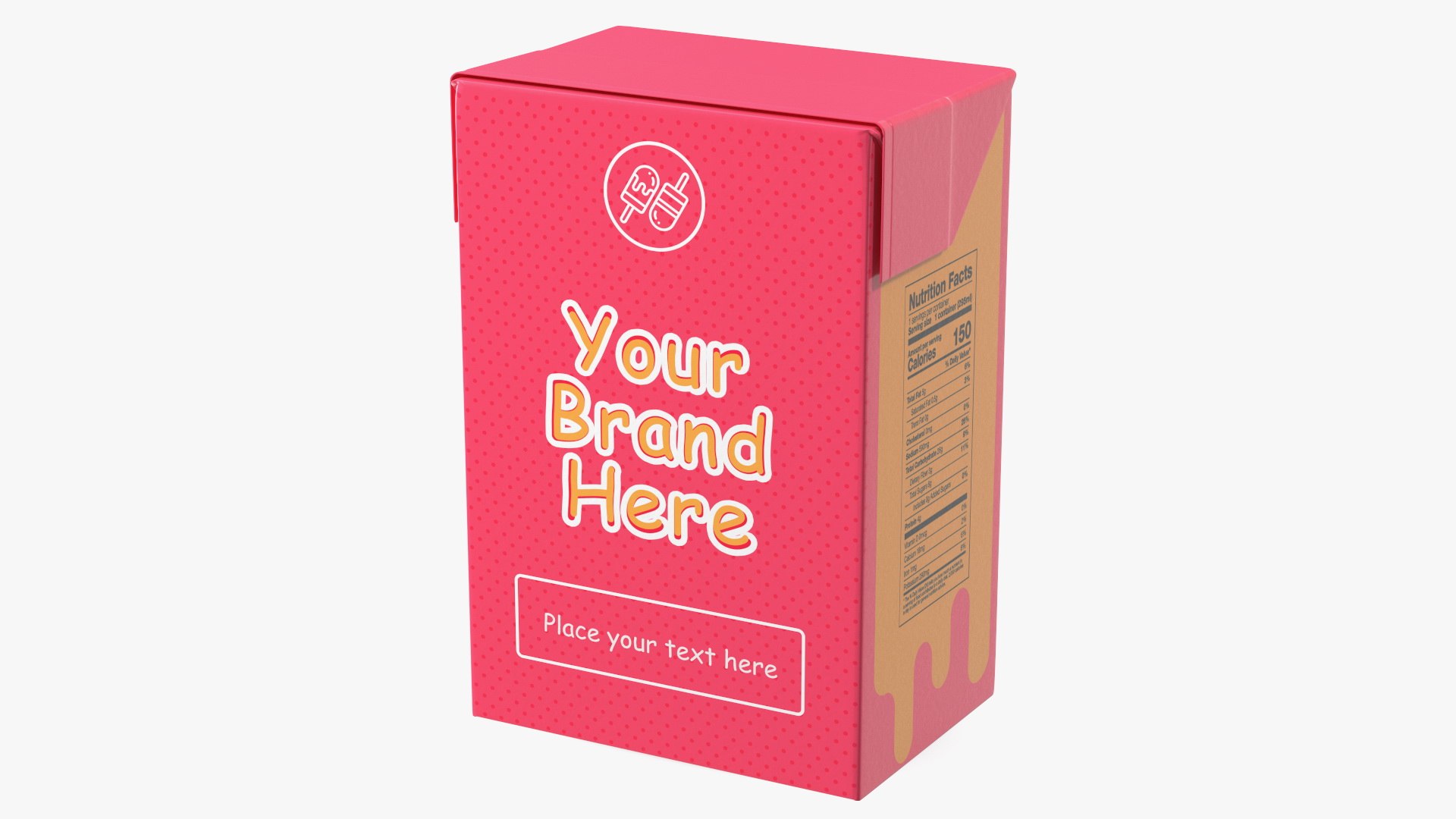 Rectangular Aseptic Carton Mockup Pink 3D model preview