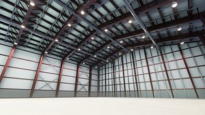 3D airplane hangar interior