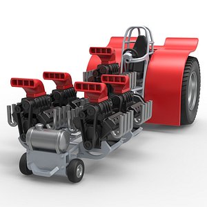 3D Diecast Pulling tractor with 5 engines V8 Scale 1 to 25