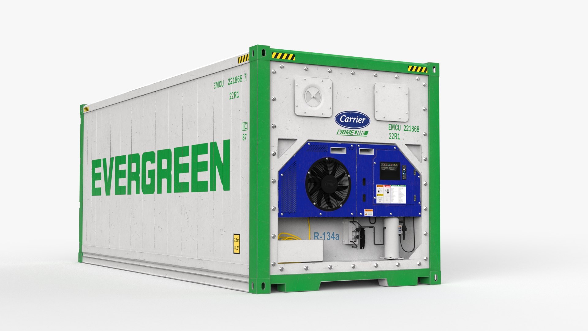 20feet EVERGREEN Shipping Container Reefer CARRIER 3D Model ...