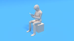 kid reading book 3D model