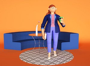 Cartoon sister Katong Aunt cartoon woman puppet woman personality custom cartoon style business UI c