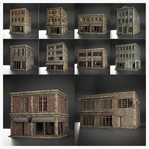 OLD ABANDONED POST APOCALYPSE BUILDING COLLECTION model