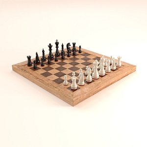 3D Wooden Chess Set model