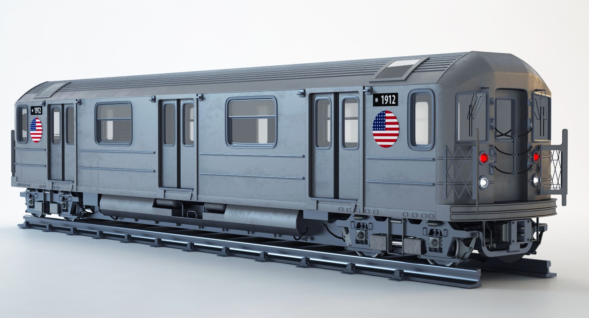 New York R62 Subway Train 3d Model