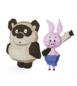 Cartoon Bear and Pig