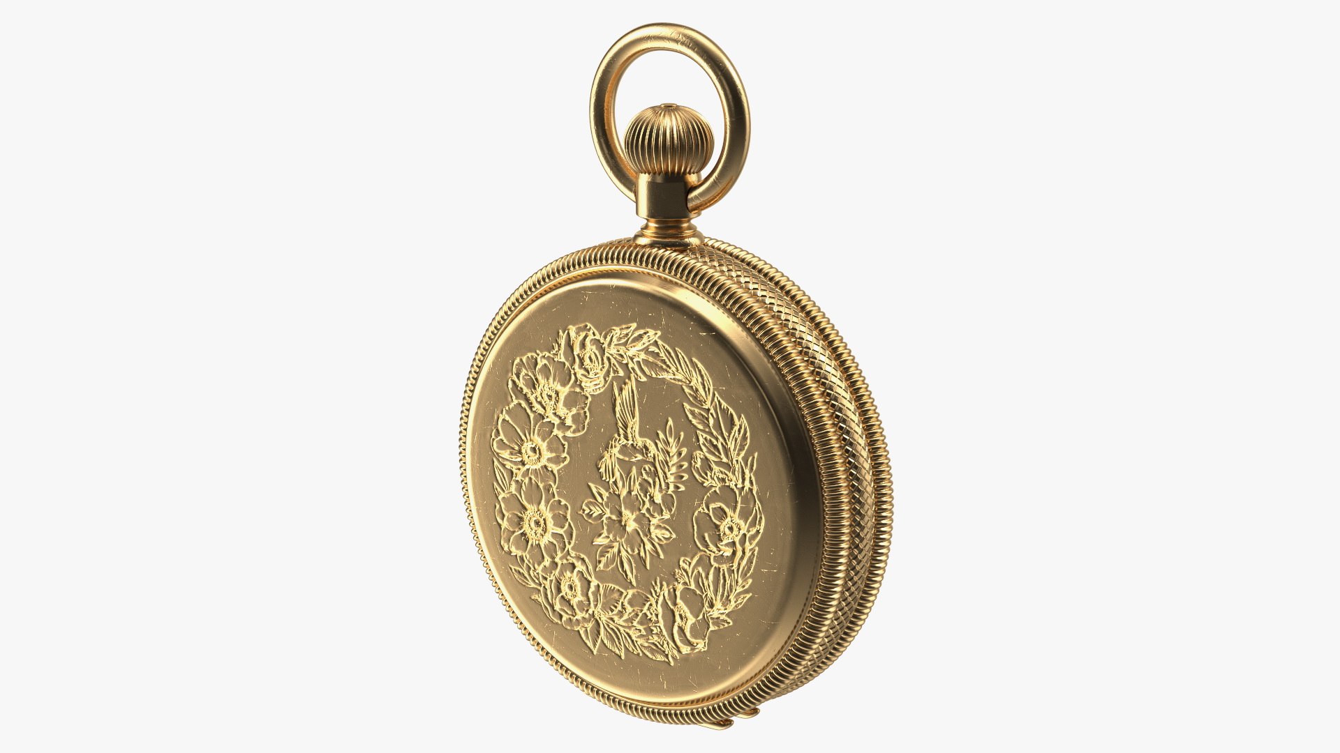 Gold Tiffany Pocket Watch Closed 3D model preview
