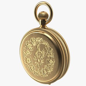 Gold Tiffany Pocket Watch Closed 3D