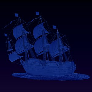 3d 3ds spanish galleon relief bas