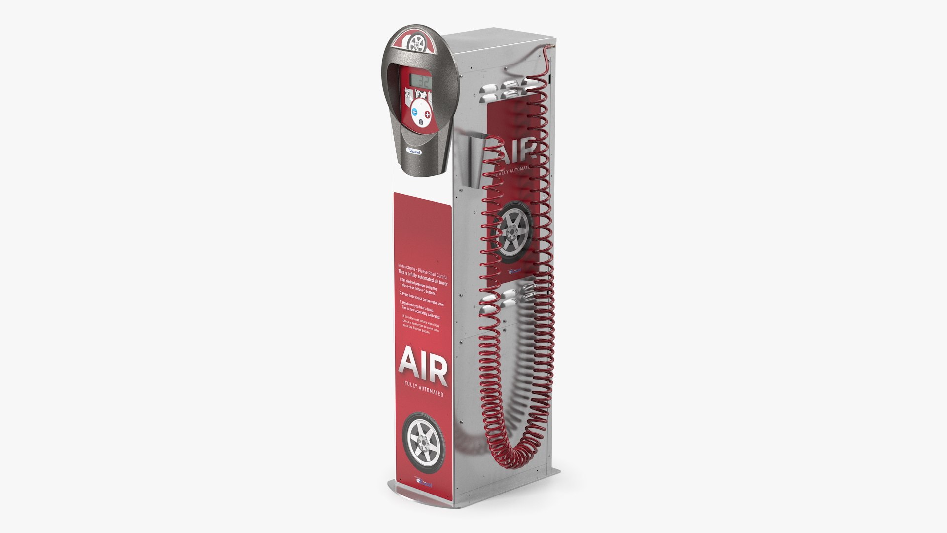 Self Service Tire Air Station Red 3D model preview