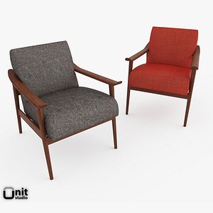 3d model of handcrafted armchair upholstery wood frame