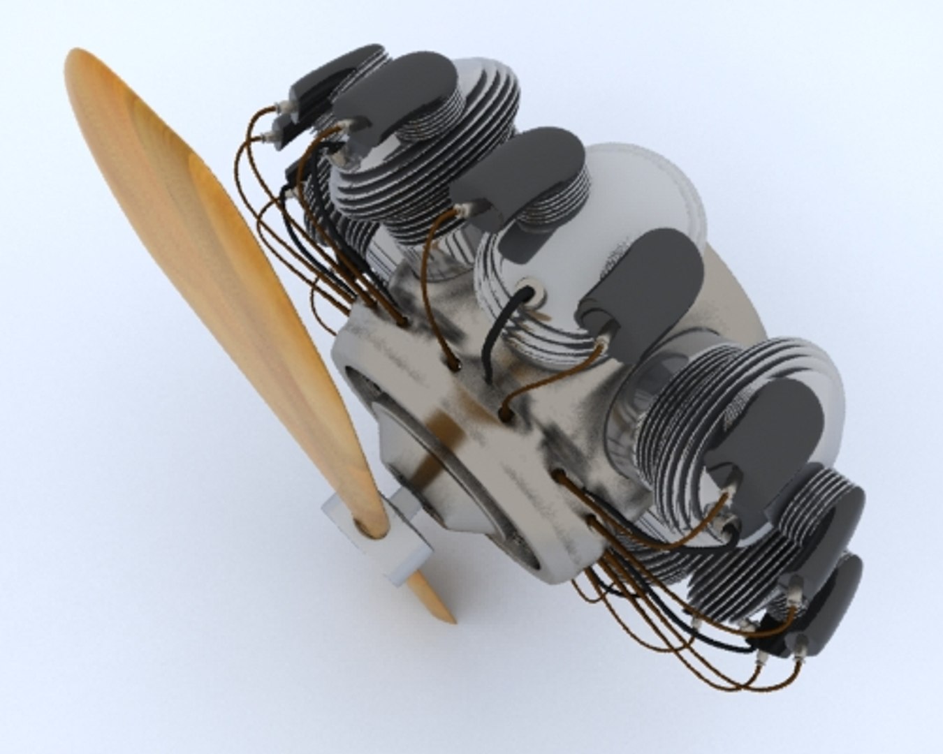 3ds Max Biplane Engine