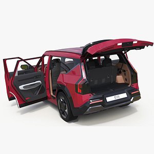 EV9 KIA Electric SUV Red Rigged for Maya