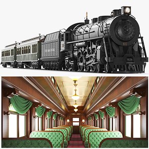 Detailed Full Steam Train With Interior(1)