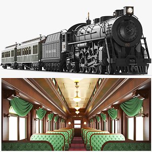 Detailed Full Steam Train With Interior(1)
