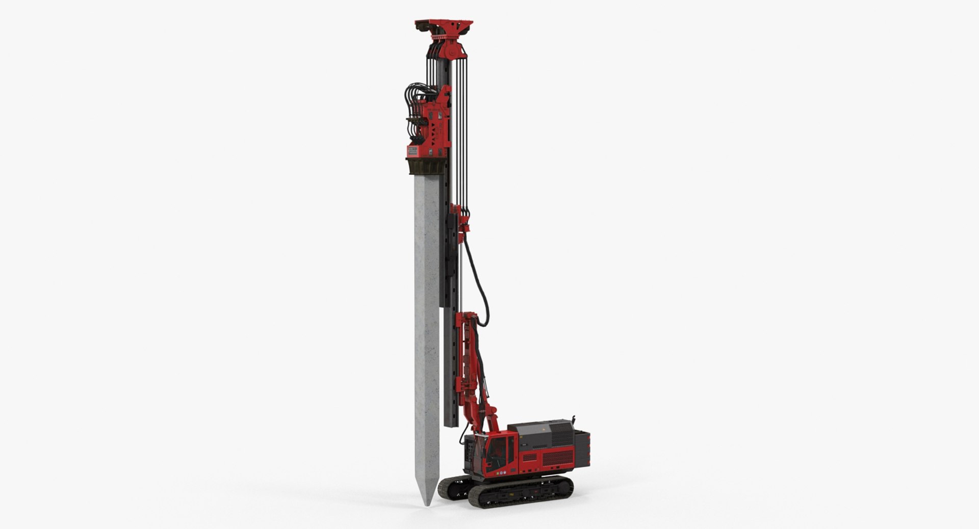 Hydraulics Pile Driver Working Position 3D model preview