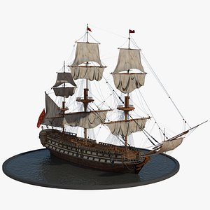 galleon realistic prop 3d model
