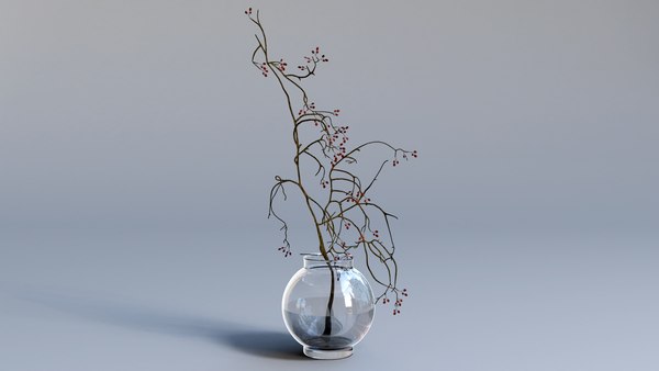 decorative glass vase plant 3D model