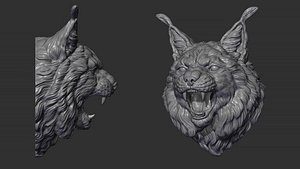 3D model Lynx head angry