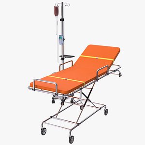 3D Ambulance Bed With IV Stand fbx model