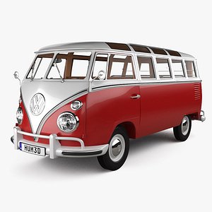 3D model Volkswagen Transporter T1 Passenger Van with HQ interior 1950
