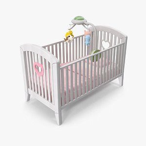 Baby Crib And Toys 3D model