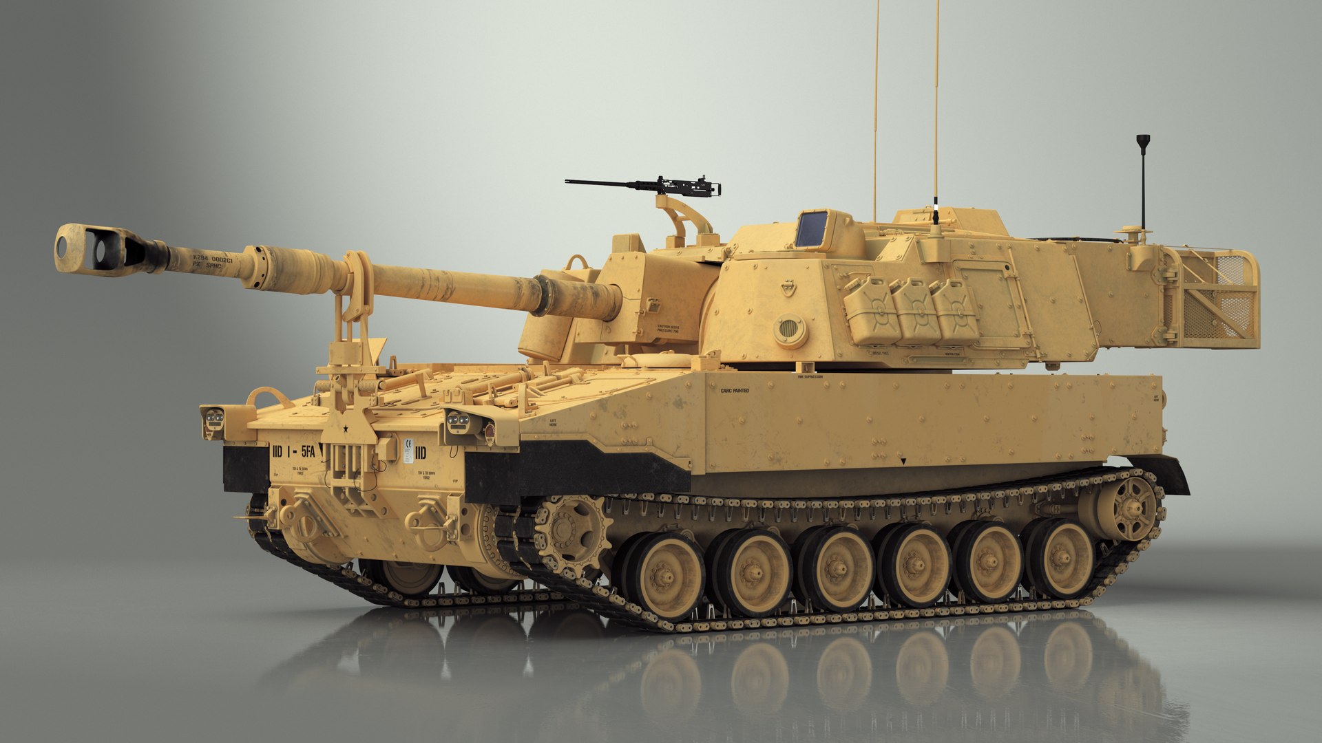 3D model M109 Paladin Howitzer Beige Color https://p.turbosquid.com/ts-thumb/OT/GILlq3/Lh/m109paladinhowitzerbeigecolor3dmodel012/jpg/1709338621/1920x1080/fit_q87/508bf7485af6344afe6007e821f5747d9f66a5eb/m109paladinhowitzerbeigecolor3dmodel012.jpg