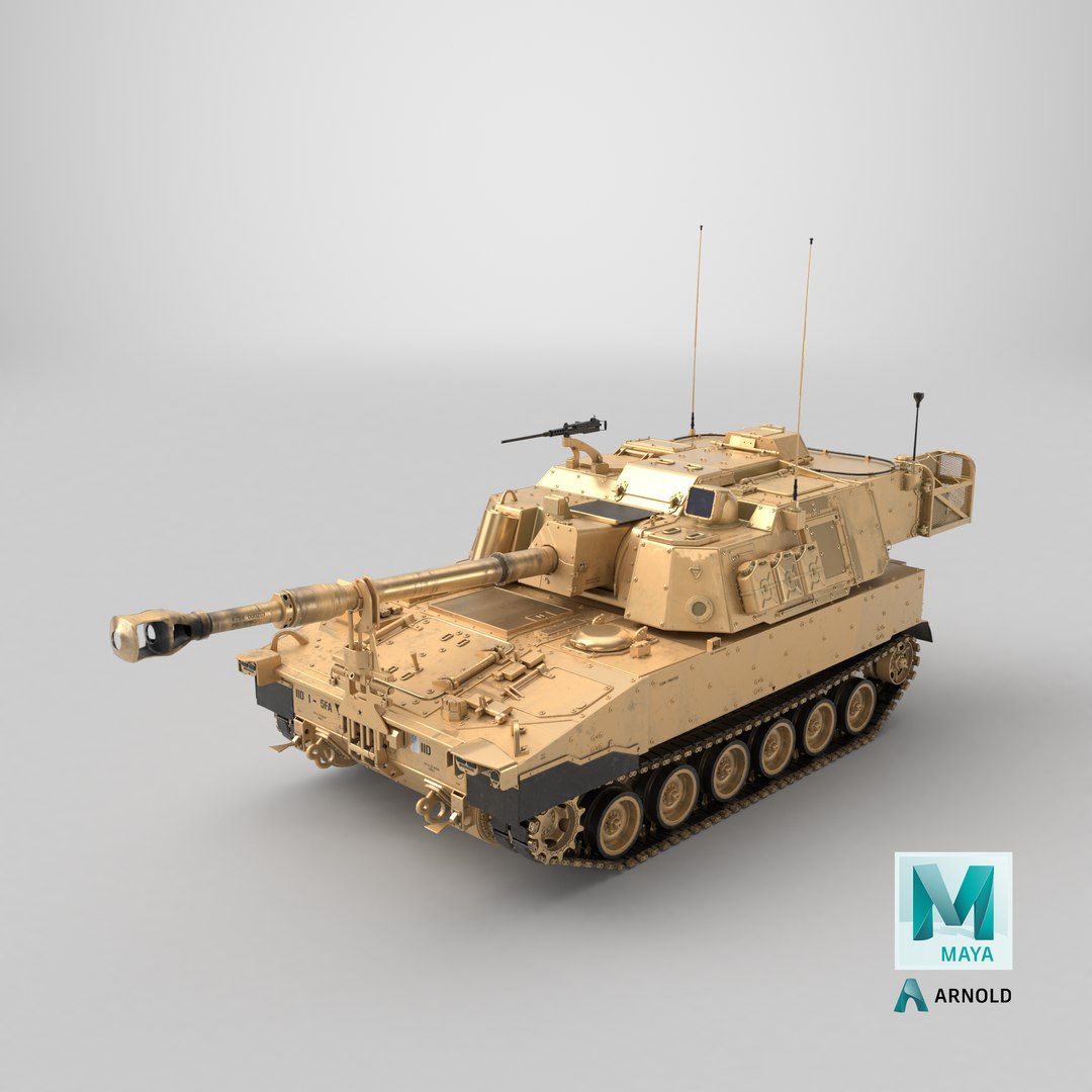 3D model M109 Paladin Howitzer Beige Color https://p.turbosquid.com/ts-thumb/OT/GILlq3/Lp/stemcell_maya_arnold_render/png/1711972288/1920x1080/fit_q87/8d1511cc582b0444b33743188032cb5a93857347/stemcell_maya_arnold_render.jpg