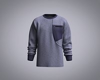 Men O-Neck Spliced Pocket Asymmetrical T-Shirt