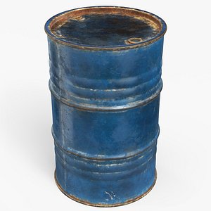 3D Metal Barrel Rusty Blue model