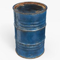 Metal Barrel Rusty Blue